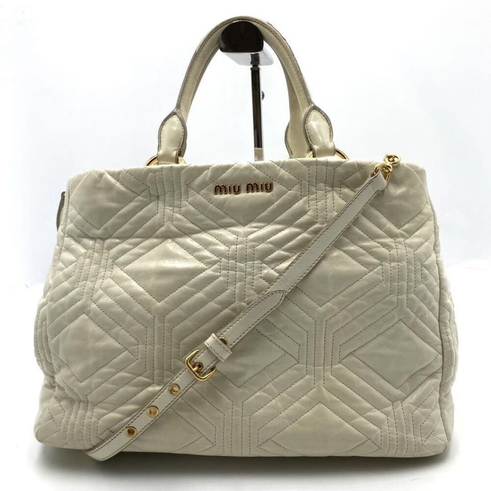 Miu Miu Quilted Handbag - Cross body (off white)